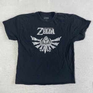 Nintendo The Legend of Zelda T-Shirt Mens XL Black Hyrule Crest Cotton Tee